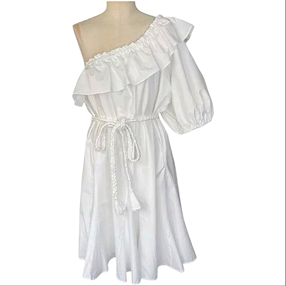 RHODE X TARGET WHITE ONE SHOULDER GODDESS DRESS  BELTED PLUS SIZE 1XL NWT - Picture 12 of 16